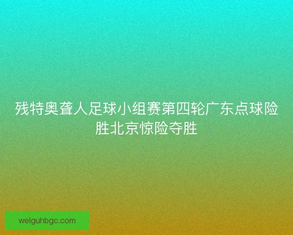 残特奥聋人足球小组赛第四轮广东点球险胜北京惊险夺胜